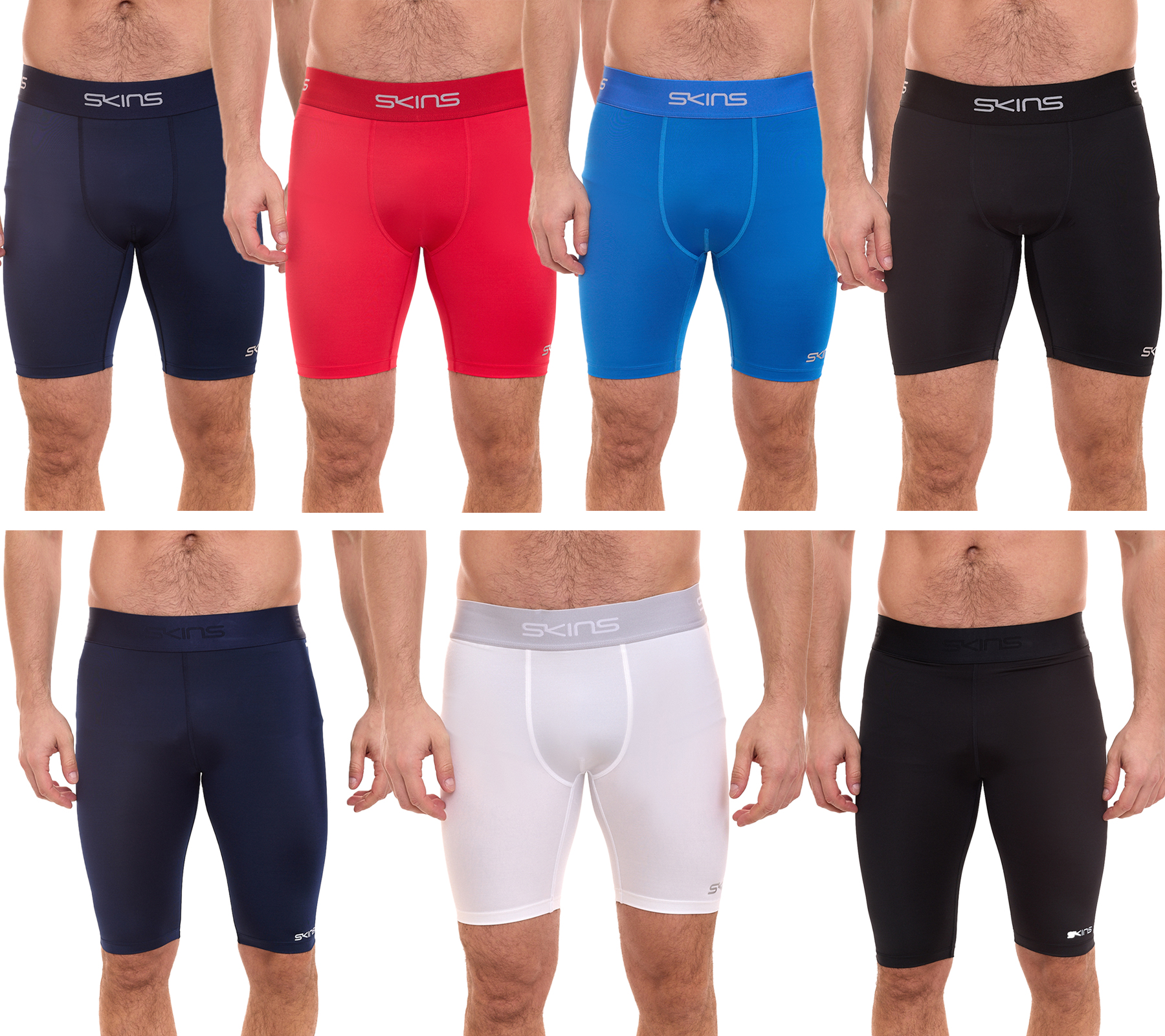 SKINS DNAmic PRIMARY oder FORCE Herren Sport-Shorts mit Gradient-Compression Technologie Kompressions-Bekleidung Schwarz, Blau, Rot, Weiß von SKINS