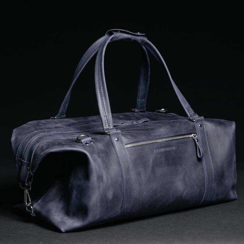 Handgemachter Benutzerdefinierter Leder-Seesack, Dunkelblaue Wochenend-Tasche, Personalisiertes Reisegepäck, Herren-Fitnessraum, Bruder Geschenk von SKINandSKIN