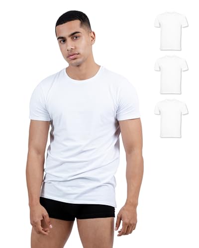 SKIPPER 3er Pack Herren T-Shirt Rundhals I Stretch I Basic Shirt in Weiß I Unterziehshirt aus 95% Baumwolle & 5% Elasthan I Business Unterhemd Herren I Oeko-TEX Zertifiziert I Größe XL von SKIPPER