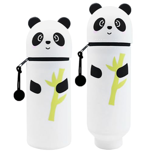 Panda Silikon Federmäppchen Cartoon Federmäppche-n,Federmäppche-n aus Weichem Siliko-n 2-in-1 Weiche Silikontasche,Panda Siliko-n Mäppchen Jungen Student Schön Stehendes Mäppchen für Mädchen Teenager von SKIPTHYBER