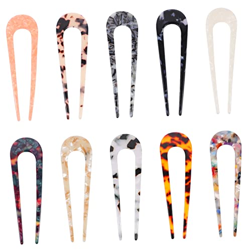 SKISUNO 10 Stück U-Förmige Haarnadeln Retro Kopfschmuck Bunte Haarstäbe Damen Haarspangen für Frisuren für Partys und Zeremonien von SKISUNO