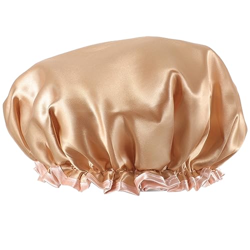 Damen Duschhaube aus Peva Wasserdichte Atmungsaktive Badekappe für Lange Haare Elastische Wiederverwendbare Haarkappe für Sauna und Spa Champagnerfarbe Damen Duschhaube aus Peva Wasserdichte Atmungsaktive Badekappe für Lange Haare Elastische Wiederverwendbare Haarkappe für Sauna und Spa Champagnerfarbe von SKISUNO