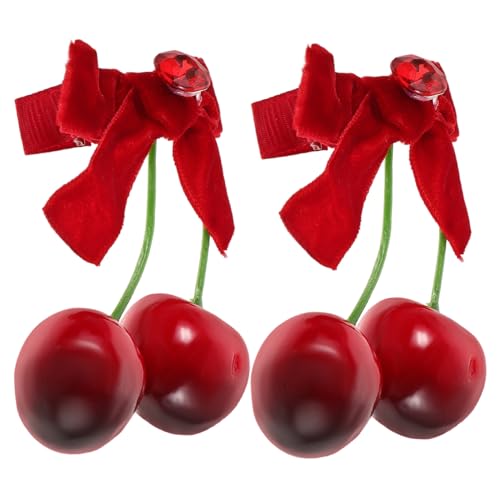 SKISUNO Kirsch-haarnadeln Süße Schleifen-haarspangen Schöne Kirsch-haarspangen Pferdeschwanz-haar-accessoires Rote Für Mädchen Und Frauen von SKISUNO