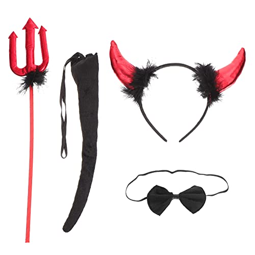 SKISUNO Teufel Kostüm Set Mit Horn Stirnband Fliege Teufel Für Halloween Party Cosplay Accessoire von SKISUNO