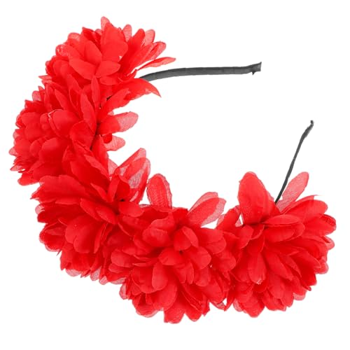 SKISUNO Blumen Stirnband Rot Hochzeit Braut Haar Accessoire Kopfschmuck Für Damen Mädchen von SKISUNO