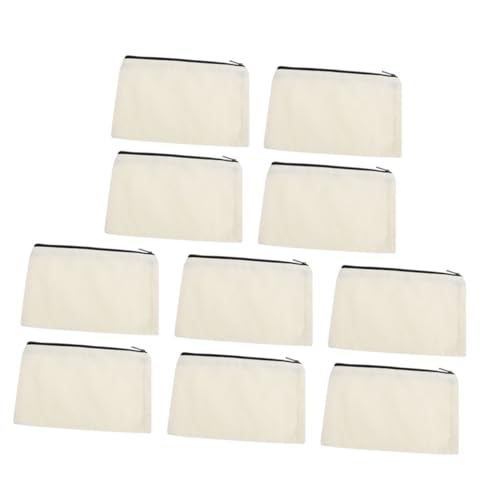 SKISUNO 10 Stück Teiliges Canvas Kosmetiktaschen DIY Hitzebeständig Bedruckbar Handbemalbar Leichter Stoffbeutel für Reise und Alltag Vielseitiger Organizer für Kosmetik und Stifte von SKISUNO