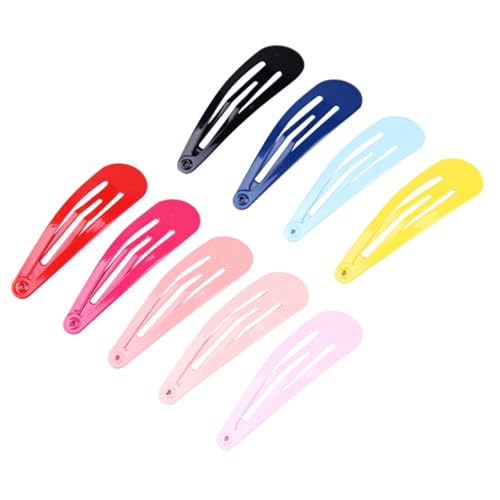 SKISUNO 100 Stück Teiliges Metall Haar Snap Clips Wassertröpfchen Form Bunte Lackierung Vielseitige Haarspangen für Mädchen Kleinkinder Einfache Handhabung Langlebige Haarschmuck von SKISUNO