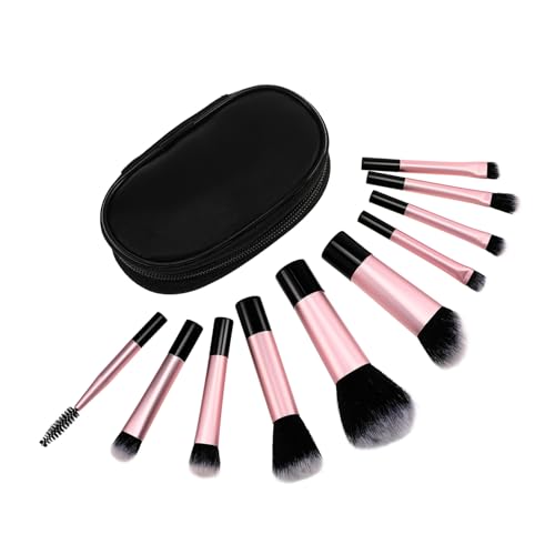 SKISUNO 10 Stück Kleiner Make up Pinsel Für Reisen Kompakte Kosmetikpinsel in Schwarz Inklusive Aufbewahrungstasche Für Frauen Und Mädchen Für Unterwegs von SKISUNO