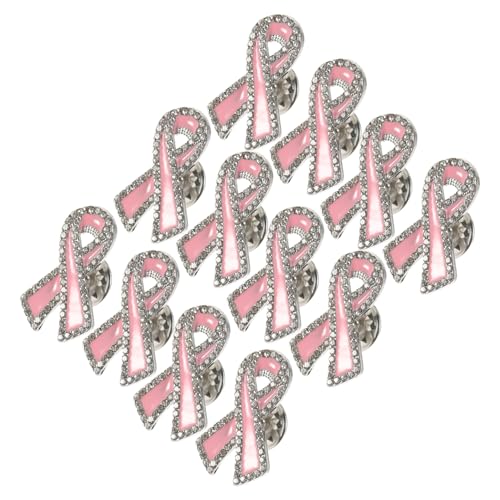 SKISUNO 12 Stück Teiliges Broschen Damen Brustkrebs bewusstsein Rote Schleife Anstecknadeln aus Robustem Material für Kleidung Schals und Wohltätigkeitsveranstaltungen Langlebig und von SKISUNO