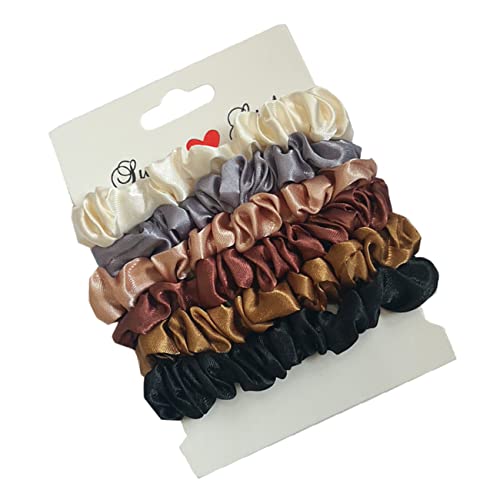 SKISUNO 12 Stück Teiliges Kleine Haargummis aus Satinierter Imitationsseide Elastische Scrunchies für Damen und Mädchen Retro Stilvolle Pferdeschwanzhalter Vielseitige Haar Accessoires von SKISUNO