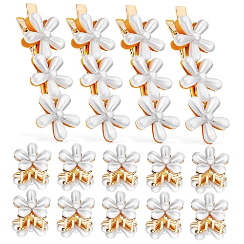 SKISUNO 14stücke Teiliges Faux Perlen Haarclips Für Damen Blumen-design Kleine Haarklammern Haaraccessoires Für Alltag Partys Und Hochzeiten von SKISUNO
