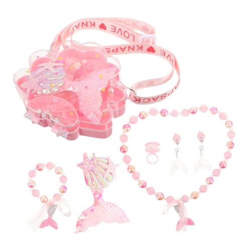 SKISUNO 1Satz Schmuck mit Meerjungfrau Design Teiliges aus Halskette Armband Ohrringen und Haarclip für Jahren Aufbewahrungsbox von SKISUNO