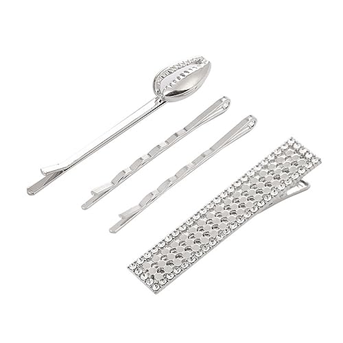 SKISUNO 1Satz Teiliges Haarklemmen aus Legierung mit Geometrischem Design und Strasssteinen Silberne Haarspangen für Damen Accessoire von SKISUNO