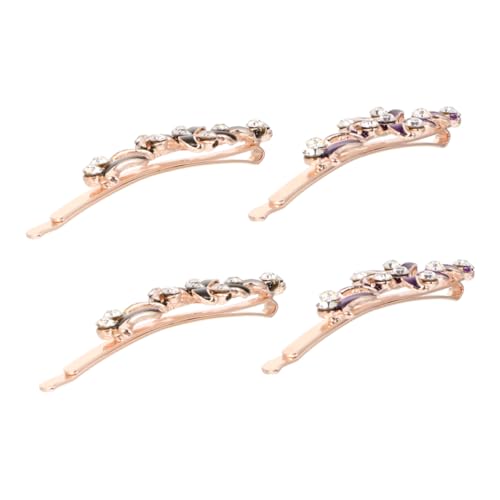 SKISUNO 2 Paare Blumen Haarspangen für Damen Schwarz Haarklammern aus Legierung mit Funkelndem Strass für und Haarschnitt von SKISUNO