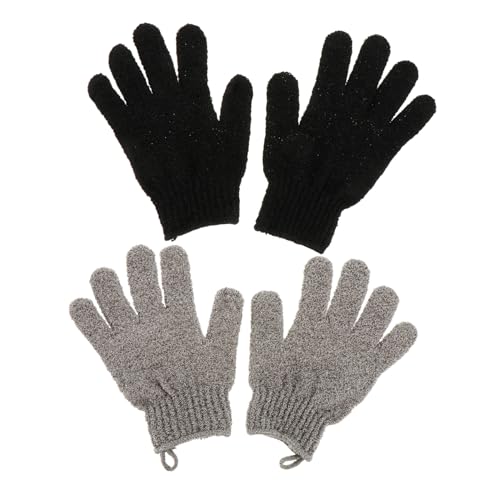 SKISUNO 2 Paare Peelinghandschuhe Dusche Exfolierende Badehandschuhe mit Separatem Fingerdesign für Männer und Frauen Weiches Mesh Material für Sanftes Körperpeeling und Verbesserte von SKISUNO