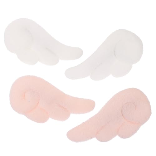 SKISUNO 2 Paare Plüsch Engelsflügel Haarspangen Weiche Damen Haarschmuck Clips Weiß Rosa Niedliche Dekorative Haarklammern für Alltag und Geschenke von SKISUNO