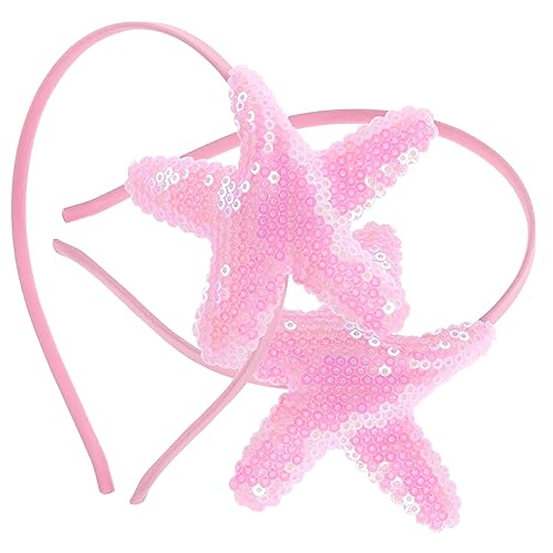SKISUNO 2 Stck Haarband mit Pailletten Meerjungfrau Seestern Design Elastisches Stirnband für Mädchen Modisches Haarschmuck Accessoire für Party Geburtstag und Bühne von SKISUNO