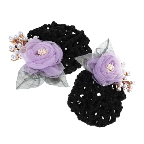 SKISUNO 2 Stück Blumen Haarnetz Clips Stabiler Haarschmuck Damen Minimalistisches Haarnetz für Dutt Eleganter Haarspangen für Büro und Alltag Passend für Feines und Dickes Haar von SKISUNO