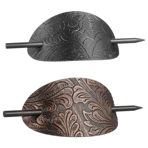 SKISUNO 2stücke Haarnadeln Aus Leder Und Holz Glatte Kanten Für Einfaches Einführen in Dutt Haaraufsatz Für Damen Und Mädchen Haarstyling-clip Für Verschiedene Haartypen von SKISUNO