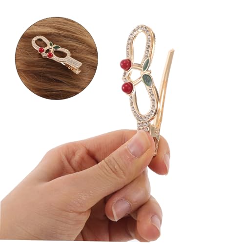 SKISUNO 2 Stück Haarklammern mit Strass Zuverlässige Entenschnabel Haarspangen Süße Kirsch Design Haarschmuck für Damen und Mädchen für Alltag Party Hochzeit Rutschfest und Vielseitig von SKISUNO