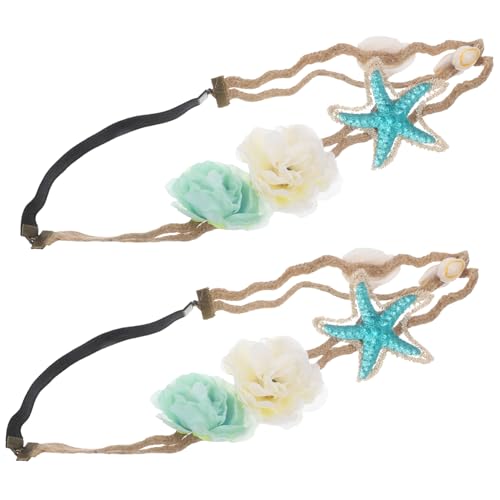 SKISUNO 2 Stück Haarschmuck Seestern Haarband mit Muschel Blumen Kopfschmuck Accessoire für Hochzeit Party Robust und Komfortabel für Damen von SKISUNO