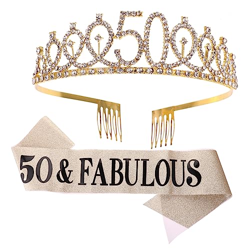 SKISUNO 2 Stück Jahre Geburtstag Teilig Gold Glitzer Haarschmuck und Festliche Etikettenschärpe für Damen Geburtstag Queen Party Zubehör SKISUNO 2 Stück Jahre Geburtstag Teilig Gold Glitzer Haarschmuck und Festliche Etikettenschärpe für Damen Geburtstag Queen Party Zubehör von SKISUNO