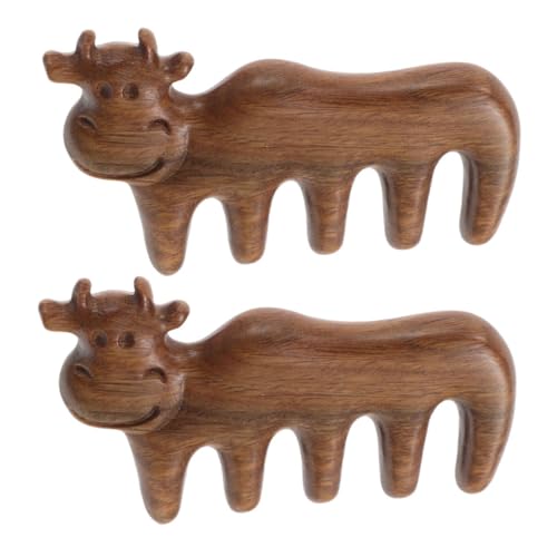 SKISUNO Massagekamm Aus Sandelholz Niedlicher Haarkratzer in Kuhform Tragbarer Kamm Für Kopfhautmassage Haarstyling Für Kinder Und Erwachsene von SKISUNO