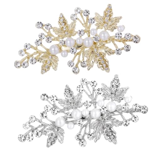 SKISUNO 2 Stück Perlen Haarspangen mit Funkelnden Strass Designs Haarklammern für Frauen Stabiler als Brautschmuck und Festlicher Haarschmuck von SKISUNO