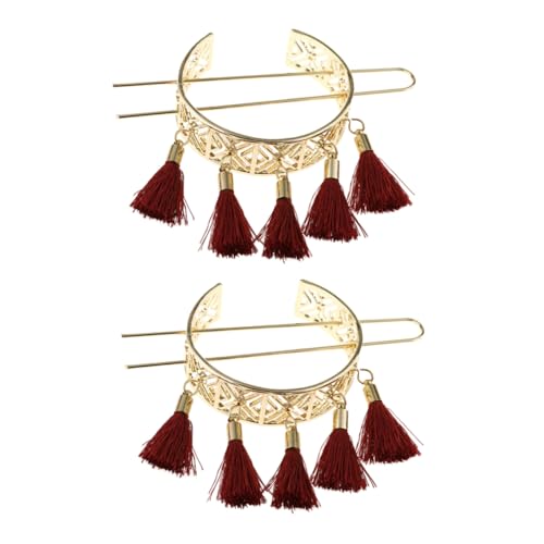 SKISUNO 2stücke Haarspange Quaste Haargabel Retro Haarnadel Brötchen Haarnadel Mädchen Haar Zubehör von SKISUNO