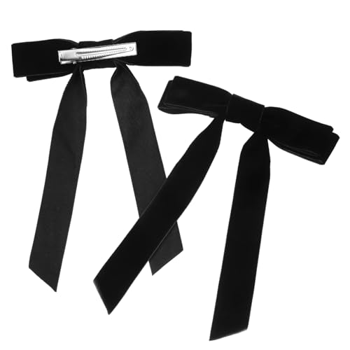 SKISUNO 2 Stück Samt Haarschleifen Clips Damen Velvet Haarspangen mit Schleife für Ponytail Dutt Weiches Material Leichte Fixierung Modisches Haaraccessoire für Alltag und Besondere von SKISUNO