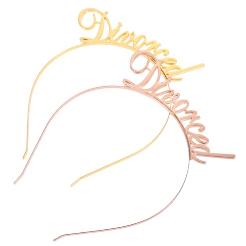 SKISUNO 2 Stück Teiliges Damen Haarreif Metall Kopfschmuck Divorced Buchstaben Design Gold Roségold Leicht Strapazierfähig Elegant für Party und Alltag SKISUNO 2 Stück Teiliges Damen Haarreif Metall Kopfschmuck Divorced Buchstaben Design Gold Roségold Leicht Strapazierfähig Elegant für Party und Alltag von SKISUNO