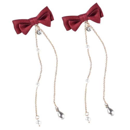 SKISUNO 2 Stück Teiliges Haarschleifen aus Seidenstoff mit Quasten Leichte Haarnadeln für Mädchen Wiederverwendbar für Alltag Party und Festival von SKISUNO