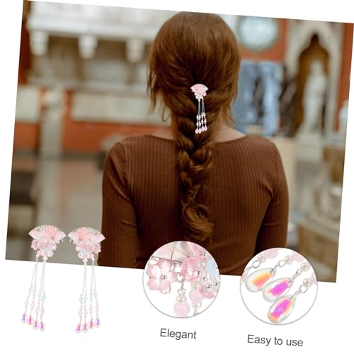 SKISUNO 2 Stück Teiliges Haarschmuck mit Quasten Blumen und Fächer Chinesische Hanfu Haarspangen für Damen Haarschmuck Accessoire für Festtage Fotoshootings und Alltagslook von SKISUNO