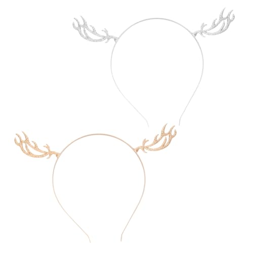 SKISUNO 2 Stück Teiliges Rentiergeweih Haarreif Weihnachts Haarschmuck für Erwachsene Leicht und Formbeständig für Festliche Anlässe und Partys von SKISUNO