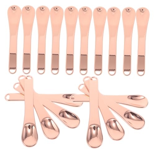 SKISUNO 20 Stück Teiliges Metall Kosmetikspatel aus Robustem Zinklegierung Wiederverwendbarer Löffel für Gesichtsmaske und Augencreme Kompakt und Reisefreundlich in Roségold von SKISUNO