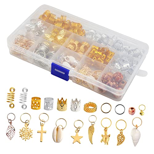 SKISUNO 238stücke Dreadlock-ringe Haar Flechtperlen Haarverlängerungsringe Dreadlock-zubehör Metall Flechtaccessoires von SKISUNO