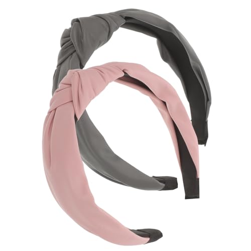 SKISUNO 2stücke Knotenstirnband Für Damen Kopfbedeckung Aus Pu Leder Stirnbänder Für Frauen Für Reisen Geburtstage Und Alltag von SKISUNO