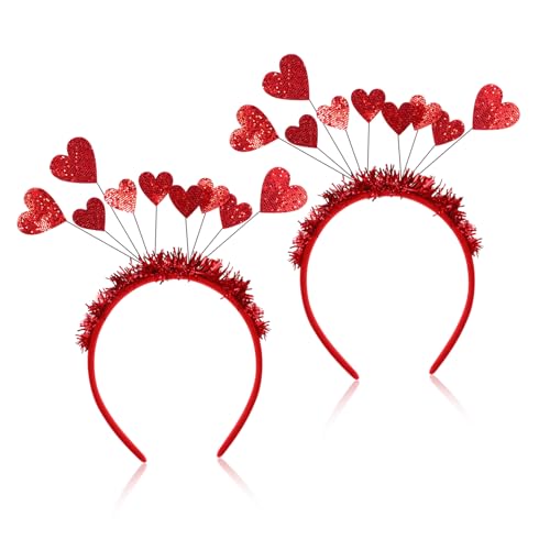 SKISUNO 2stücke Herzförmige Stirnbänder Mit Pailletten Valentinstag Zarte Liebevolle Damen-kopfbedeckung Haarband-requisiten Für Mädchen von SKISUNO