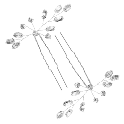 SKISUNO 2 Stücke Silber U Form Stick Haarnadeln Design Braut Hochzeit Haar Gabeln Für Frauen Haar Zubehör von SKISUNO