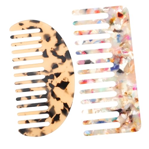SKISUNO 2stücke Antistatische Haarkämme Aus Acetat Handheld Feinzähnige Tragbare Friseurwerkzeuge Für Damen Und Mädchen Für Glattes Lockiges Und Dickes Haar von SKISUNO
