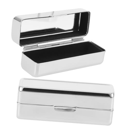 SKISUNO 2stücke Lippenstift Organizer Box Mit Spiegel Tragbare Aufbewahrungsbox Für Lippenstifte Lipgloss Kosmetik Organizer Retro Design Hosentasche Lagerung Fall von SKISUNO