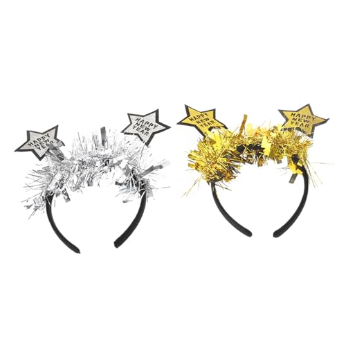 SKISUNO 2stücke Neujahrs-stirnband Mit Glitzersternen Für Damen Lametta-kopfbedeckung Für Weihnachts Und Silvesterfeiern Party-accessoire Mit Festlichem Design von SKISUNO