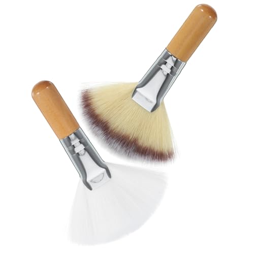 SKISUNO 2stücke Schminkpinsel Fächer Make-up-pinsel Für Losen Puder Fixierpuder Gesichts-make-up-pinsel Für Frauen von SKISUNO
