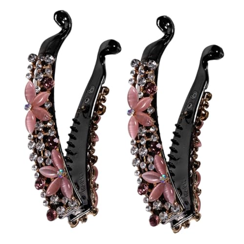 SKISUNO 2stücke Strass-bananenklammer Für Frauen Banana Clips Haarklammern Aus Legierung Mit Strass Und Opal Zum Befestigen Von Pferdeschwänzen Und Anderen Frisuren von SKISUNO