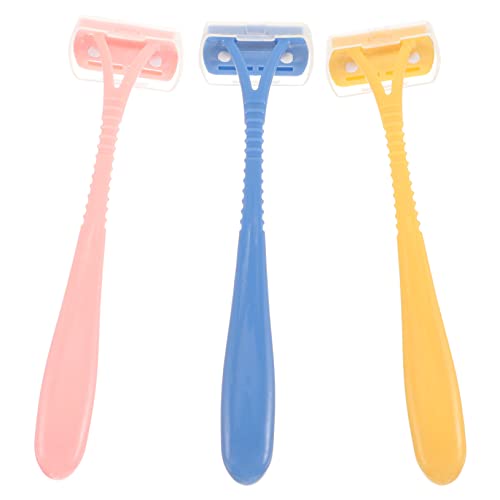 SKISUNO 3 Stück Damen Körperrasierer Handrasierer für Achselhaare und Körperhaare Leicht Langlebig für Nassrasur Dusche Schutz für Empfindliche Haut Farbenfroh Gelb Blau von SKISUNO