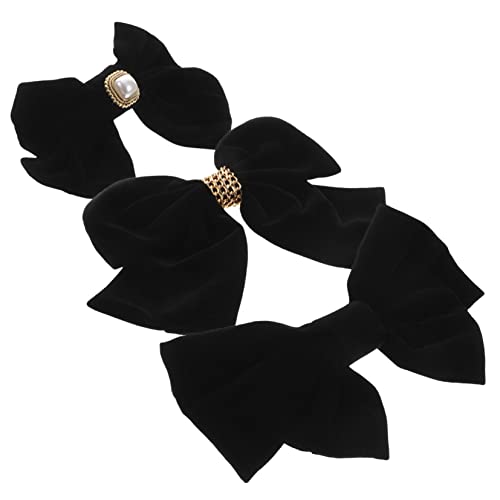 SKISUNO 3 Stück Schwarze Haarspange Haarschmuck Haarspangen Zum Schminken Haarspangen Für Dickes Haar Haarschleifen Für Mädchen Haarspangen Für Dünnes Haar Black Imitationsperlen von SKISUNO