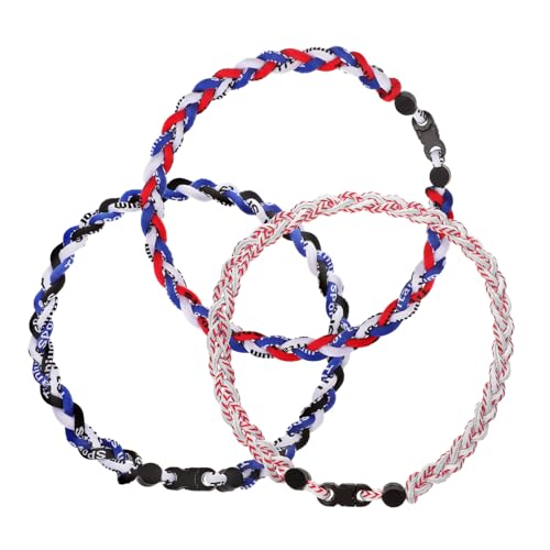 SKISUNO 3 Stück Teiliges Baseball Geflochtene Seilhalsketten für Männer Modisches Sportzubehör Farbenfrohe Auswahl für Baseball Fans Langlebige und Pflegeleichte Materialien von SKISUNO