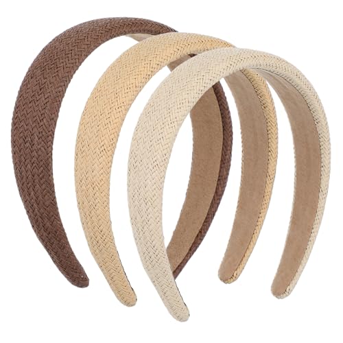 SKISUNO 3 Stück Teiliges Damen Stirnband aus Robustem Leichte Dehnbare Haarbänder Haarschädigung Skinfreundlich und Rutschfest Modisch für Outdoor Party und Alltag Farben Beige Khaki von SKISUNO