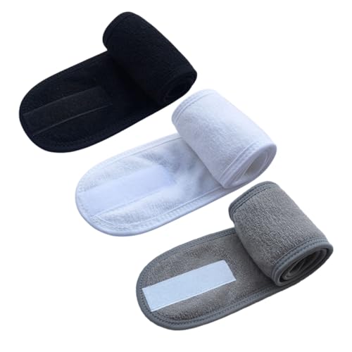 SKISUNO 3 Stück Teiliges Verstellbares Feuchtigkeitsabweisendes Haarband für Damen Weiche Atmungsaktive Stirnbänder zum Waschen Schminken Spa Yoga und Sport in Klassischem Design von SKISUNO