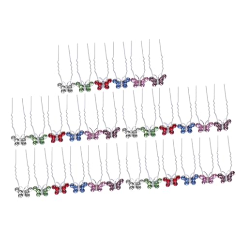 SKISUNO 30 Stück Teiliges U Förmige Strass Haarnadeln mit Schmetterlingsdesign Eleganter Brautschmuck für Hochzeit Party und Festliche Anlässe Geeignet für Damen und Brautjungfern von SKISUNO